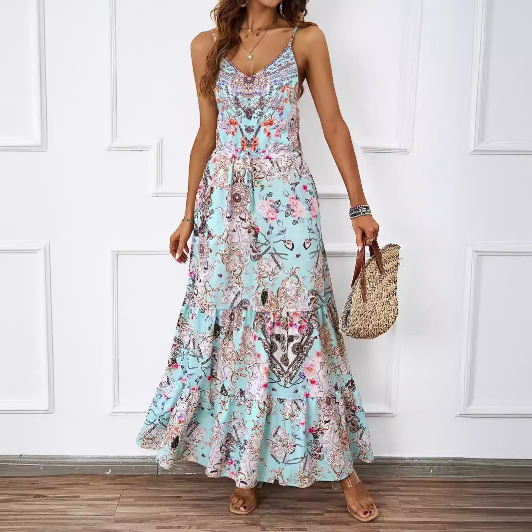 Damen Maxikleid mit verspieltem Muster und fließendem Schnitt R&B