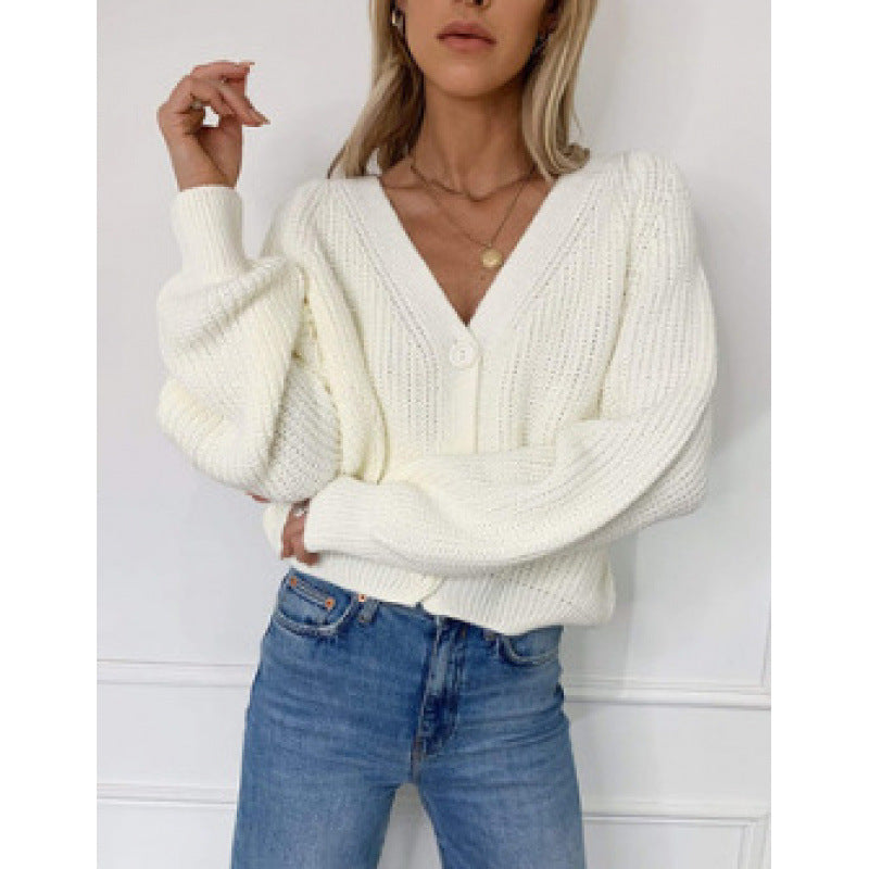 Damen Gestrickte Knopf-Cardigan R&B