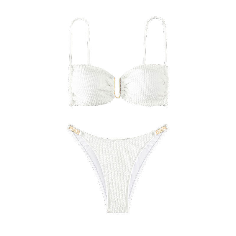 Damen Triangel-Bikini mit elegantem Stützband und modischen Akzenten R&B