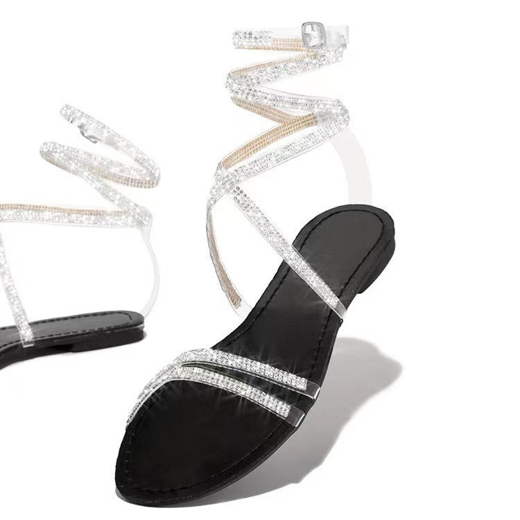 Damen Glitzernde Riemchen-Sandalen mit schickem Strassbesatz R&B