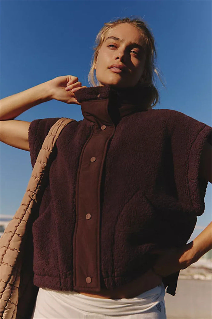Damen Kapuzenjacke aus kuscheligen Fleece mit regulierbarem Saum R&B