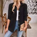 Damen lässige Strickjacke mit Knopfleiste R&B