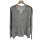 Damen luftiger Strickpullover mit V-Ausschnitt und lässigem Schnitt R&B