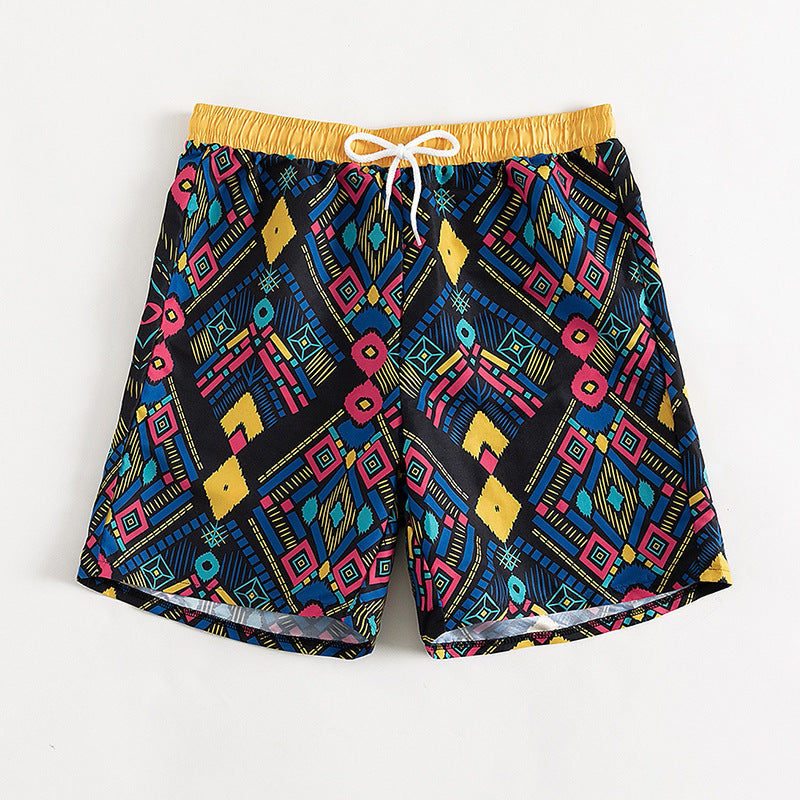 Damen Badeshorts mit auffälligem geometrischen Muster R&B