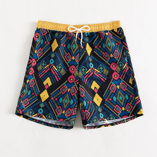 Damen Badeshorts mit auffälligem geometrischen Muster R&B