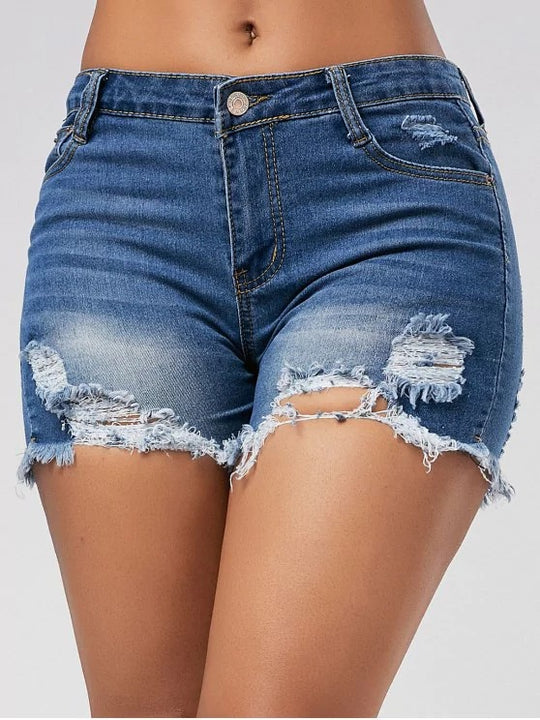 Damen Destroyed Denim Shorts R&B