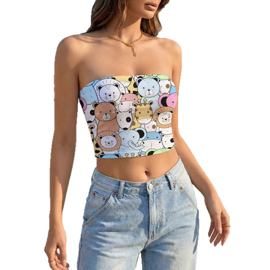 Damen Bandeau-Top mit kreativem Marmor-Design R&B