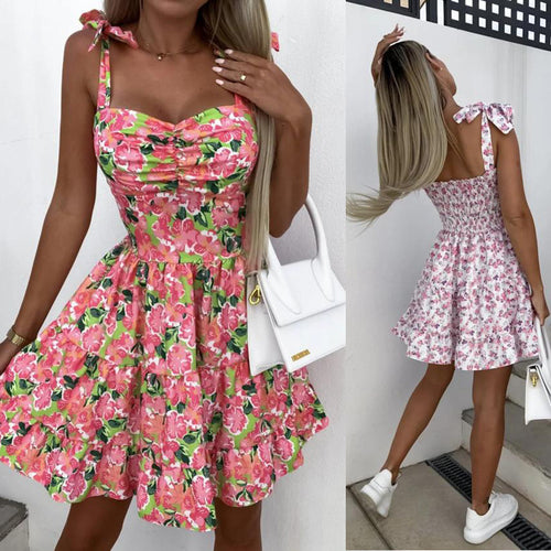 Damen Sommerliches Blümchenkleid mit taillierten Rüschendetails R&B