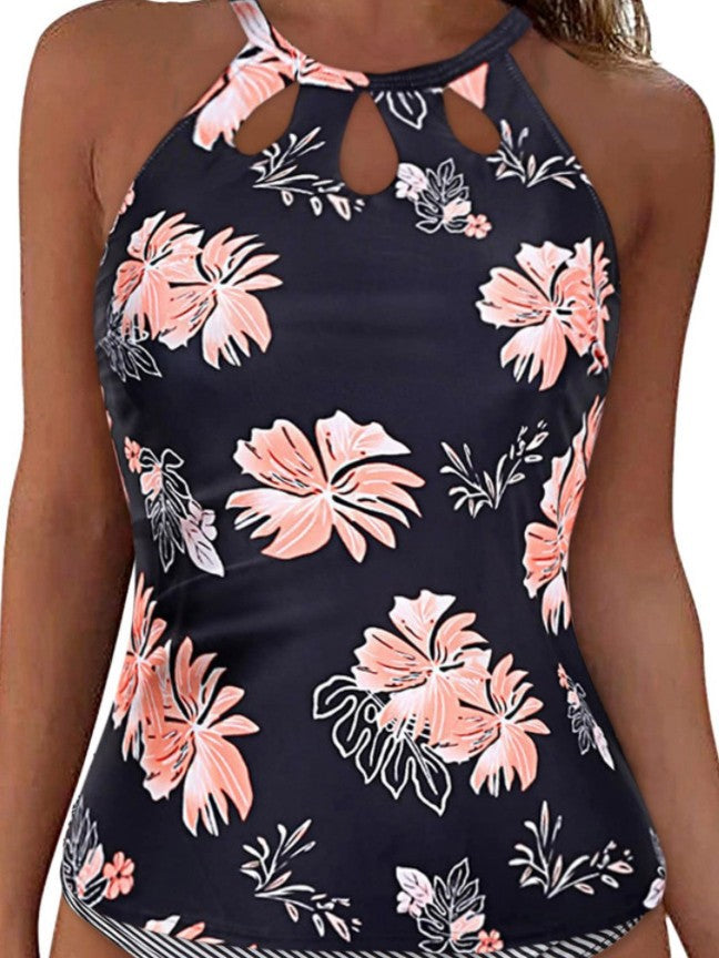 Damen Sportliches Tankini-Oberteil mit modischem Rundhalsausschnitt und Cut-Outs R&B