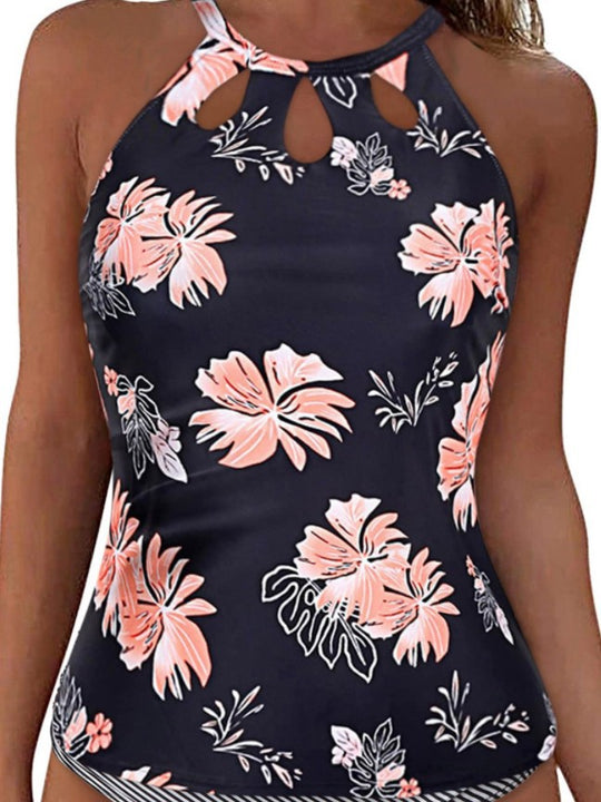Damen Sportliches Tankini-Oberteil mit modischem Rundhalsausschnitt und Cut-Outs R&B