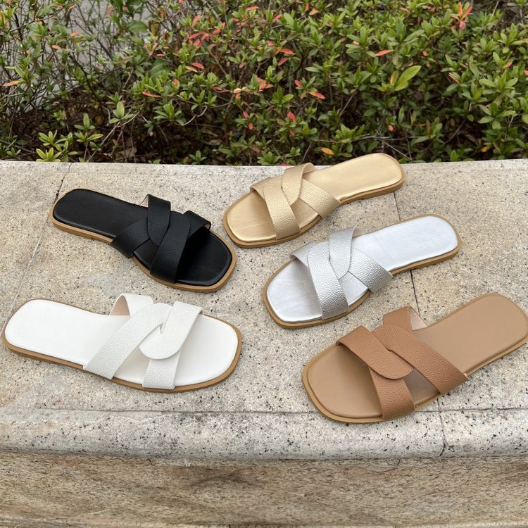 Damen bequeme Clogs mit modischem Überkreuz-Riemendesign R&B