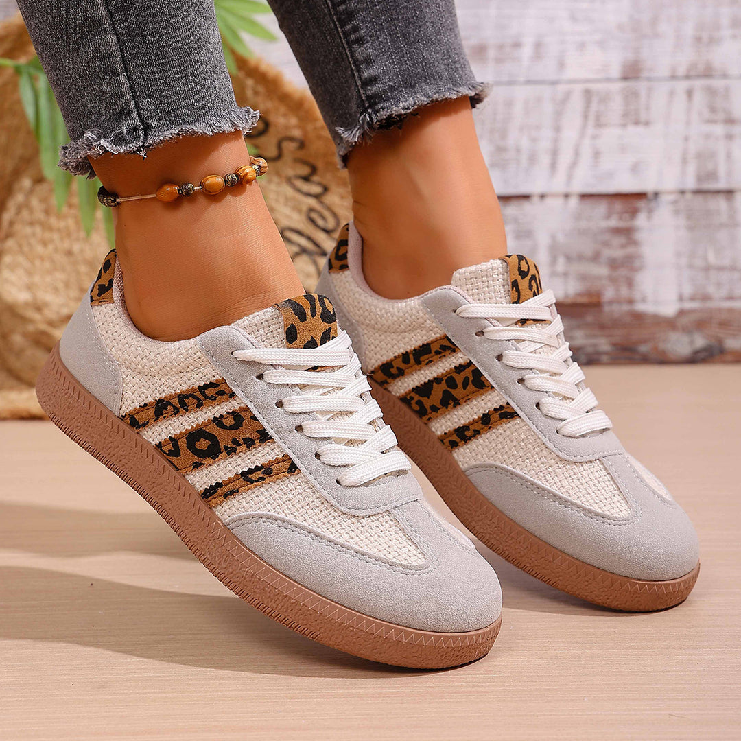 Damen Sportliche Sneaker mit Leoprint und atmungsaktivem Obermaterial R&B