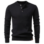 Herren Strickpullover mit feinem Rippenmuster und modischem Knopfdetail