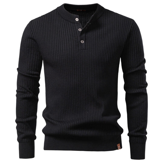 Herren Strickpullover mit feinem Rippenmuster und modischem Knopfdetail R&B