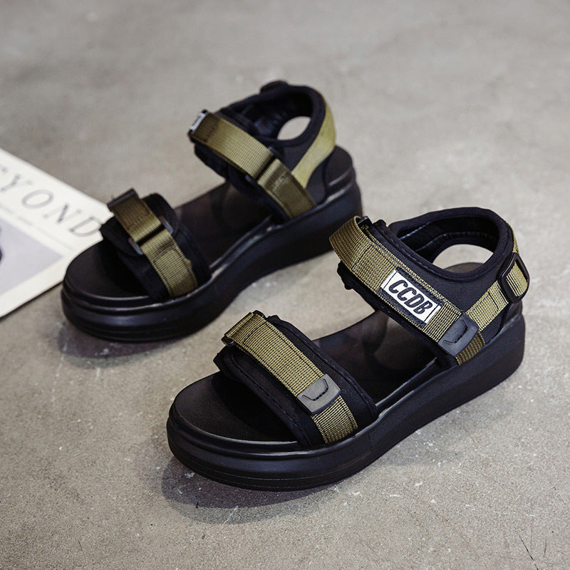 Damen Sportliche Plattformsandalen mit verstellbaren Riemen und rutschfester Sohle EB