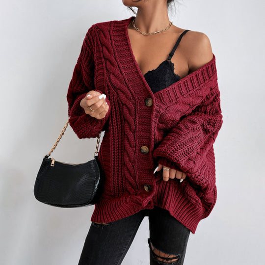 Damen Strickjacke mit oversized Passform und Zopfmuster R&B