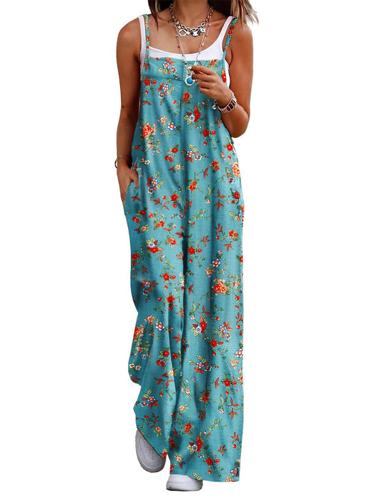 Damen Lässiger Jumpsuit mit floralen Mustern und praktischen Taschen R&B