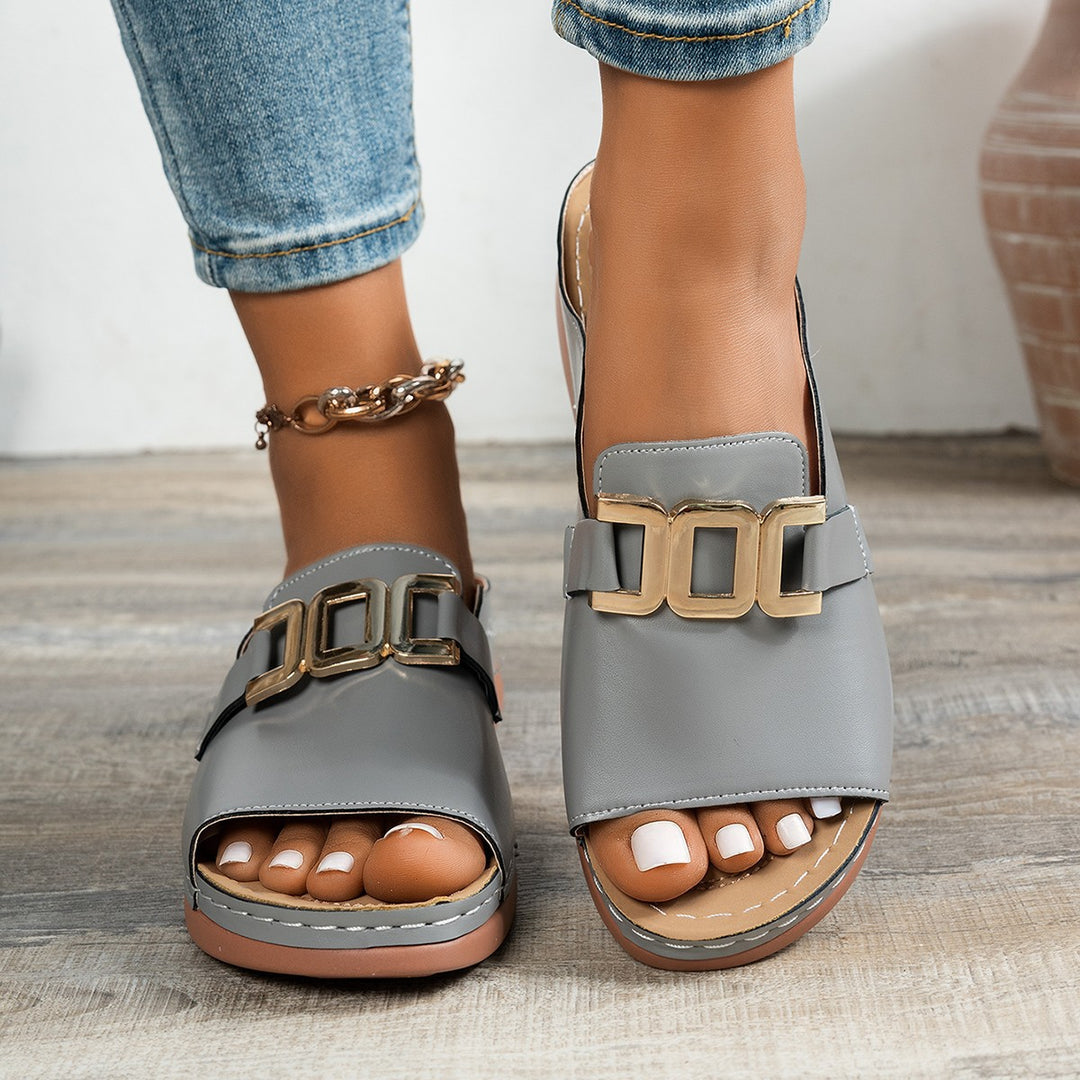 Damen Offene Pantoletten mit modischem Schmuckdetail R&B
