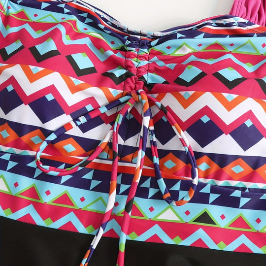 Damen Sportliches Badeanzug-Set mit modischem Oberteil und Shorts R&B