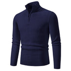 Herren hochwertiger Strickpullover mit modernem Zipper und strukturiertem Muster