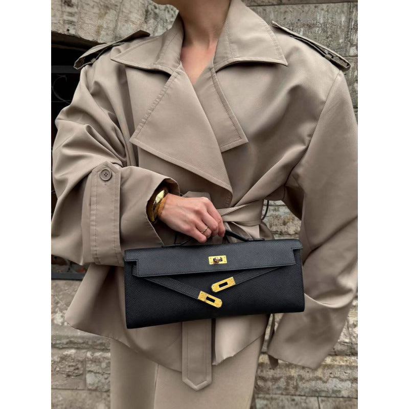 Damen Trenchcoat mit taillierbarem Gürtel und modischen Revers R&B