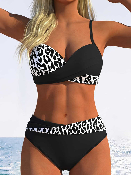 Damen Bikini-Set mit raffiniertem Wickel-Oberteil und hoher Taille R&B