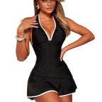 Damen Halter-Badeanzug mit voluminösem Rüschendesign R&B