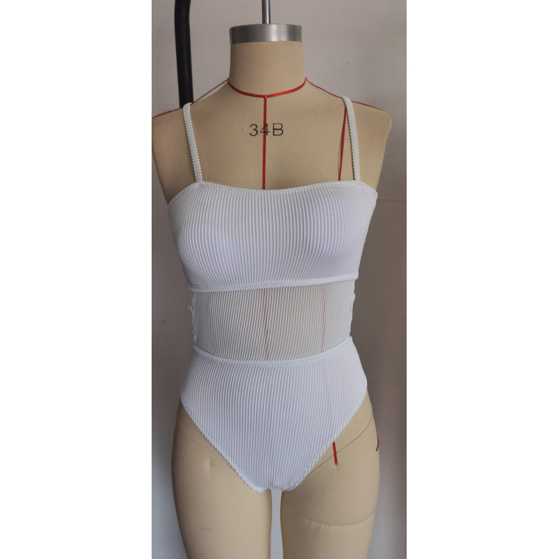 Damen Einteiler Badeanzug mit elegantem Rippendesign und figurschmeichelnder Silhouette R&B