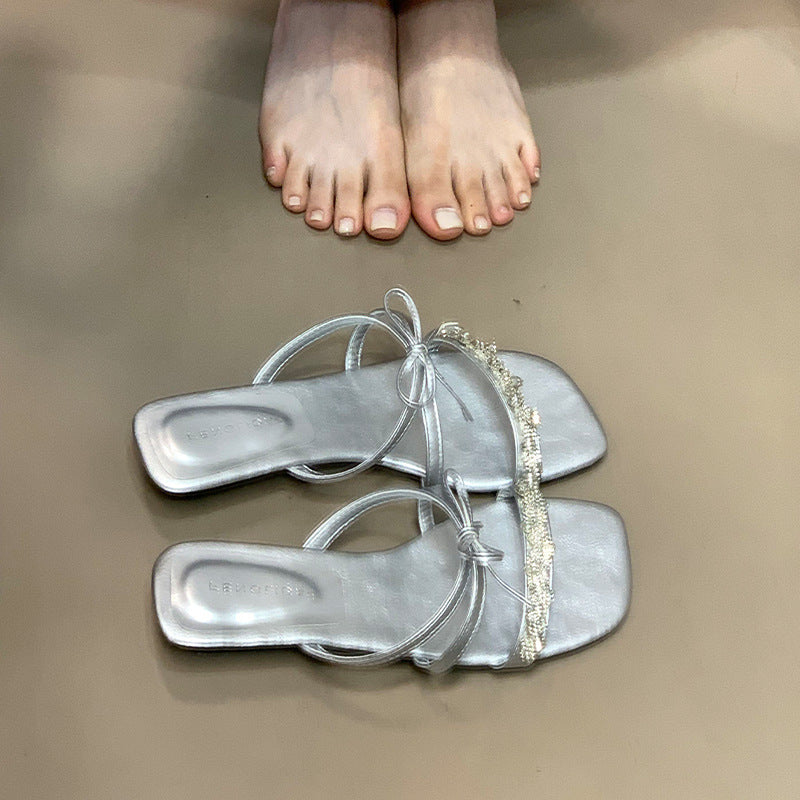 Damen elegante Sandalen mit funkelndem Schmuckdetail R&B