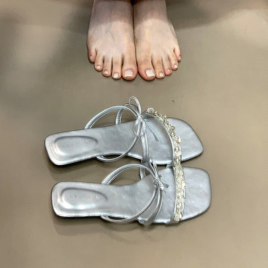 Damen elegante Sandalen mit funkelndem Schmuckdetail R&B