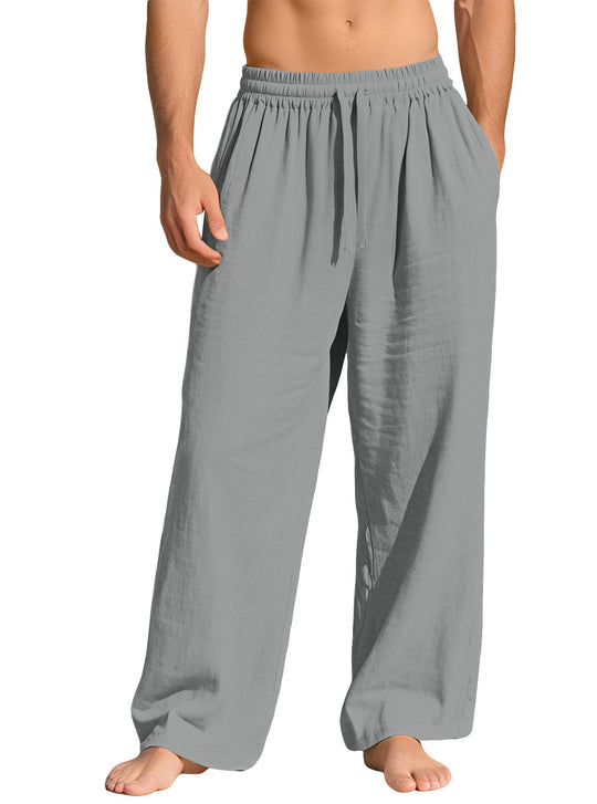 Herren nan leichte Leinen-Loungehose mit elastischem Bund und Seitentaschen R&B