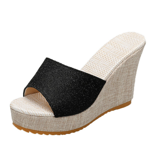 Damen Wedge-Pantoletten mit eleganter Glitzerapplikation R&B