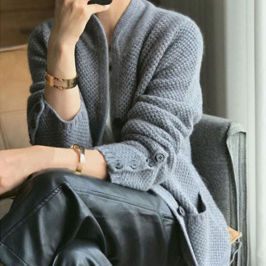 Damen Strickjacke mit strukturiertem Design und praktischen Taschen R&B