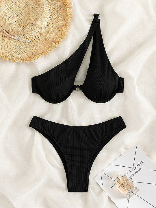 Damen Triangel-Bikini mit rippendem Design und nahtlosen Kanten R&B