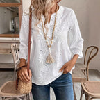 Damen elegante Tambour-Bluse mit floralen Stickereien R&B