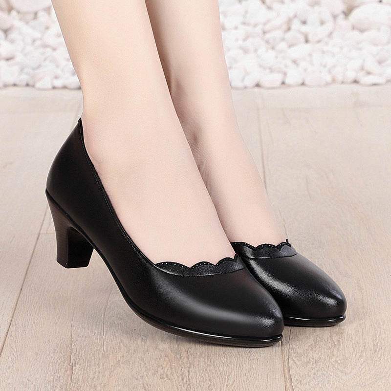 Damen Klassische Pumps mit elegantem Rüschendetail und bequemen Blockabsatz R&B
