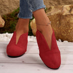 Damen elegante Slipper mit ausgefallenem V-Ausschnitt und bequemer Sohle EB