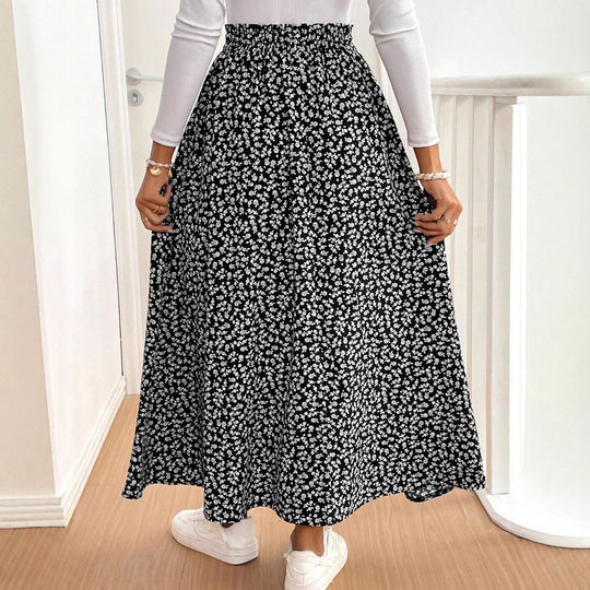 Damen Maxirock mit floralem Muster und seitlichem Schlitz R&B
