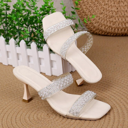 Damen elegante Slingback-Sandalen mit glitzernden Riemen R&B