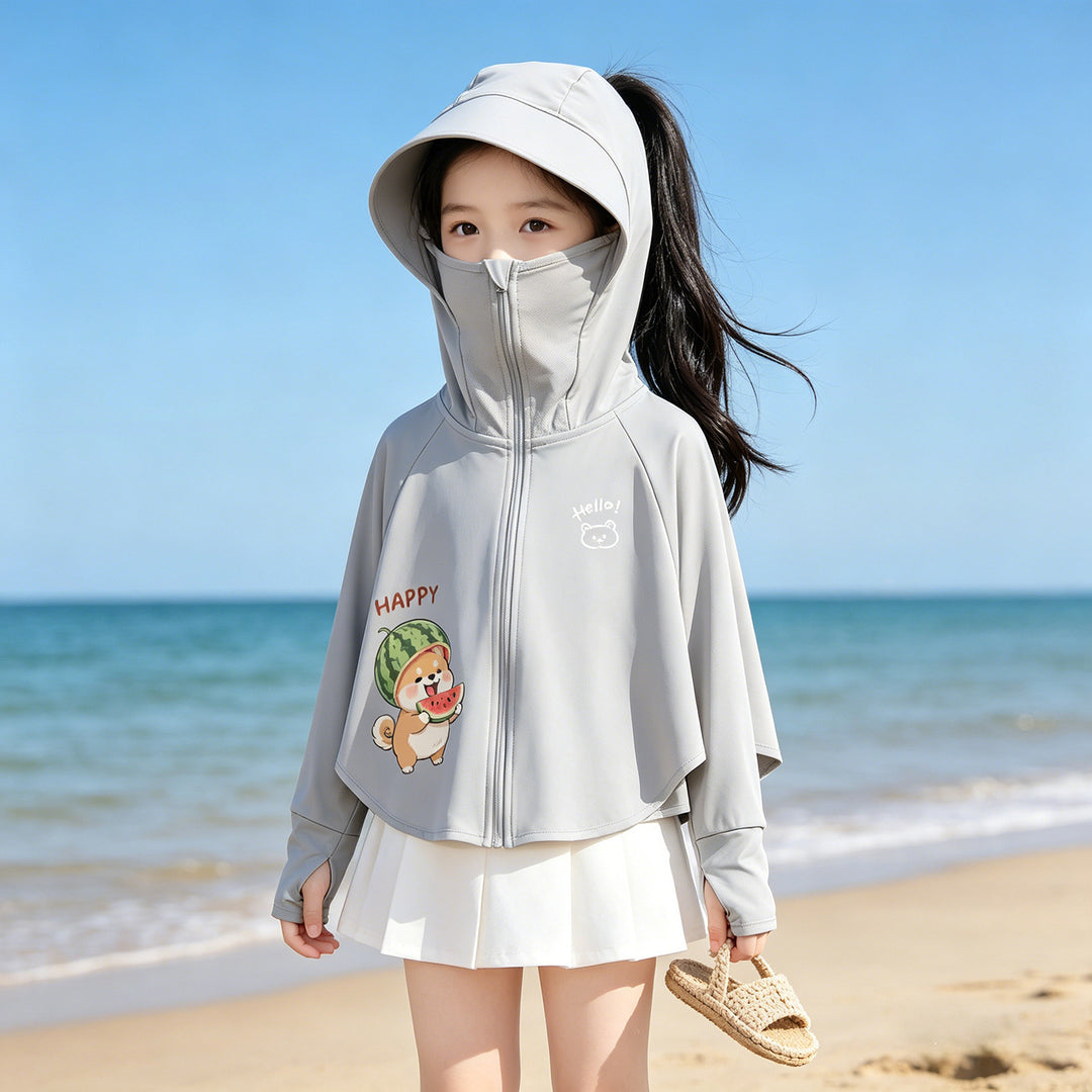 Damen nan leichte UV-Schutz Kapuzenjacke für Mädchen mit Reißverschluss und schwingendem Saum  R&B