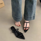 Damen elegante Slipper mit verstellbaren Riemen und spitzem Design R&B