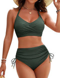 Damen Hochtaillierter Bikini mit gerafftem Detail R&B