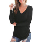 Damen V-Ausschnitt Langarmshirt aus weichem Baumwollmix R&B