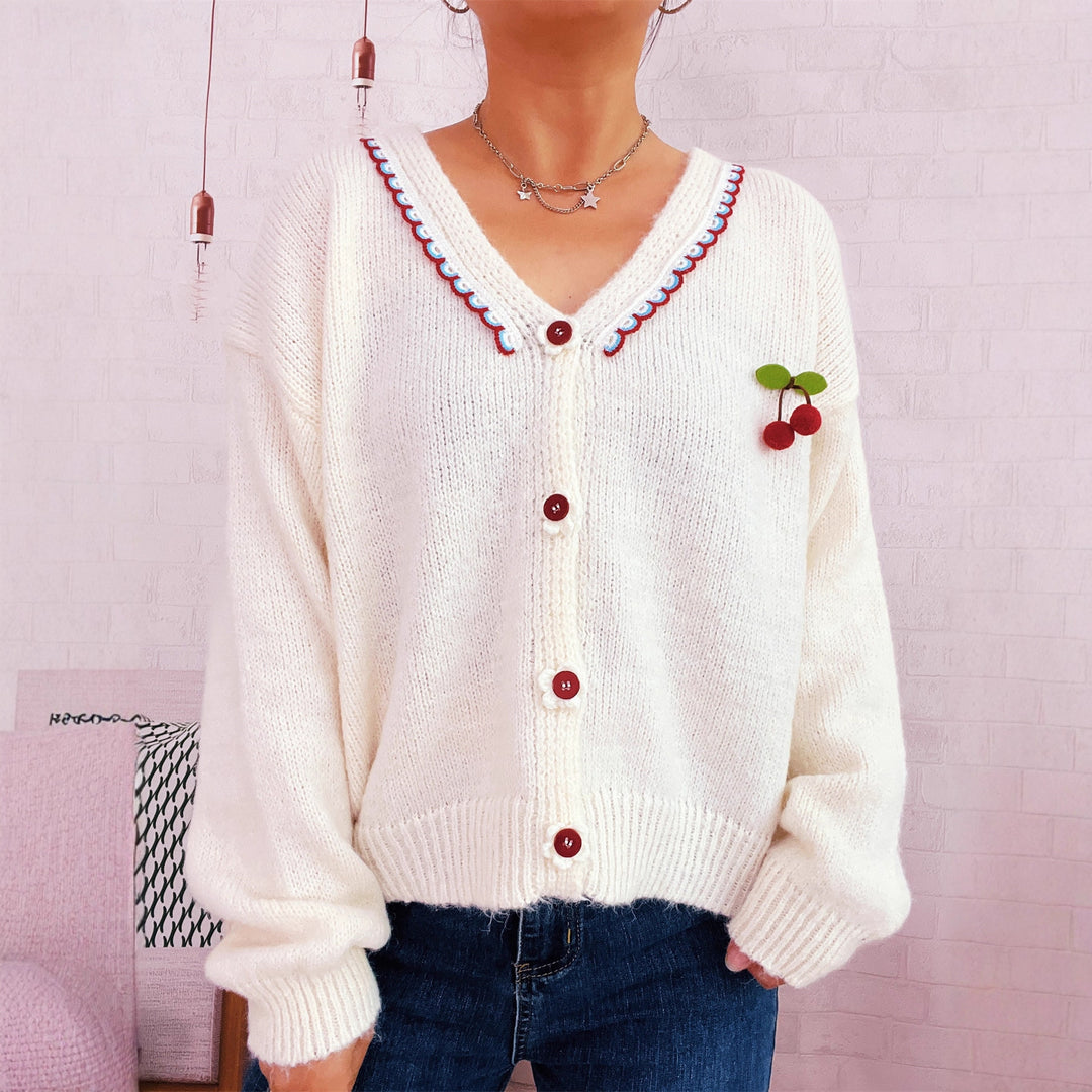 Damen verspielte Strickjacke mit buntem Knopfdesign und hohem Komfort R&B