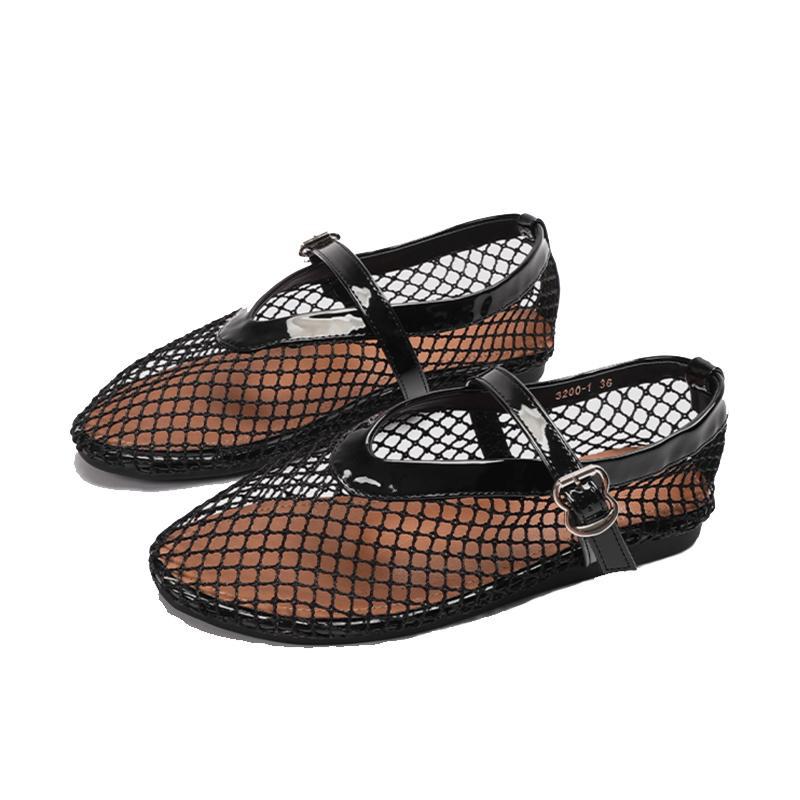Damen Ballerinas mit elegantem Netzdesign und modischem Riemen R&B