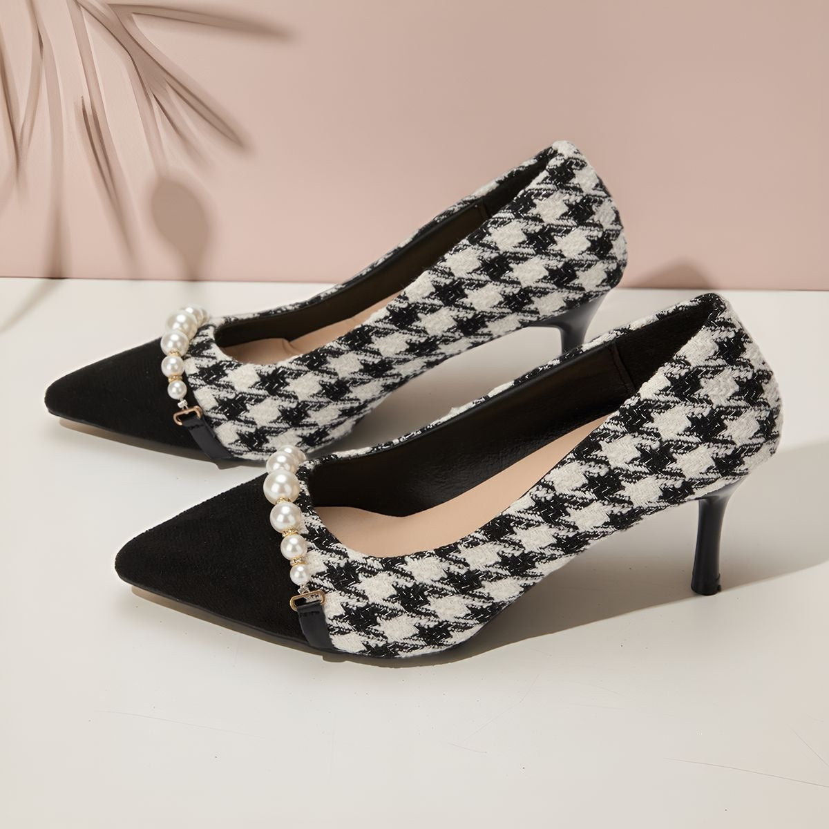 Damen Elegante High-Heel Pumps mit Perlenapplikationen R&B