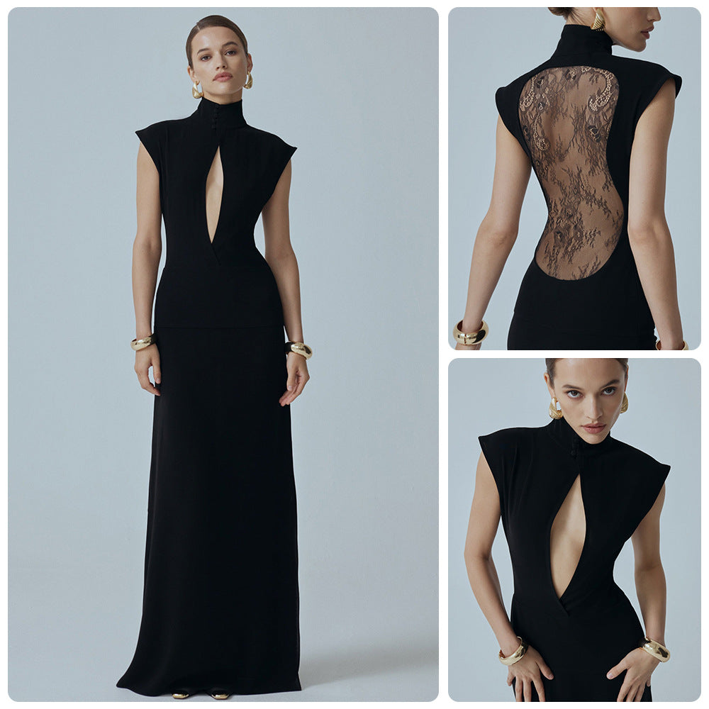 Damen Elegantes Minikleid mit Spitzenbesatz und glamourösen Ärmeln R&B