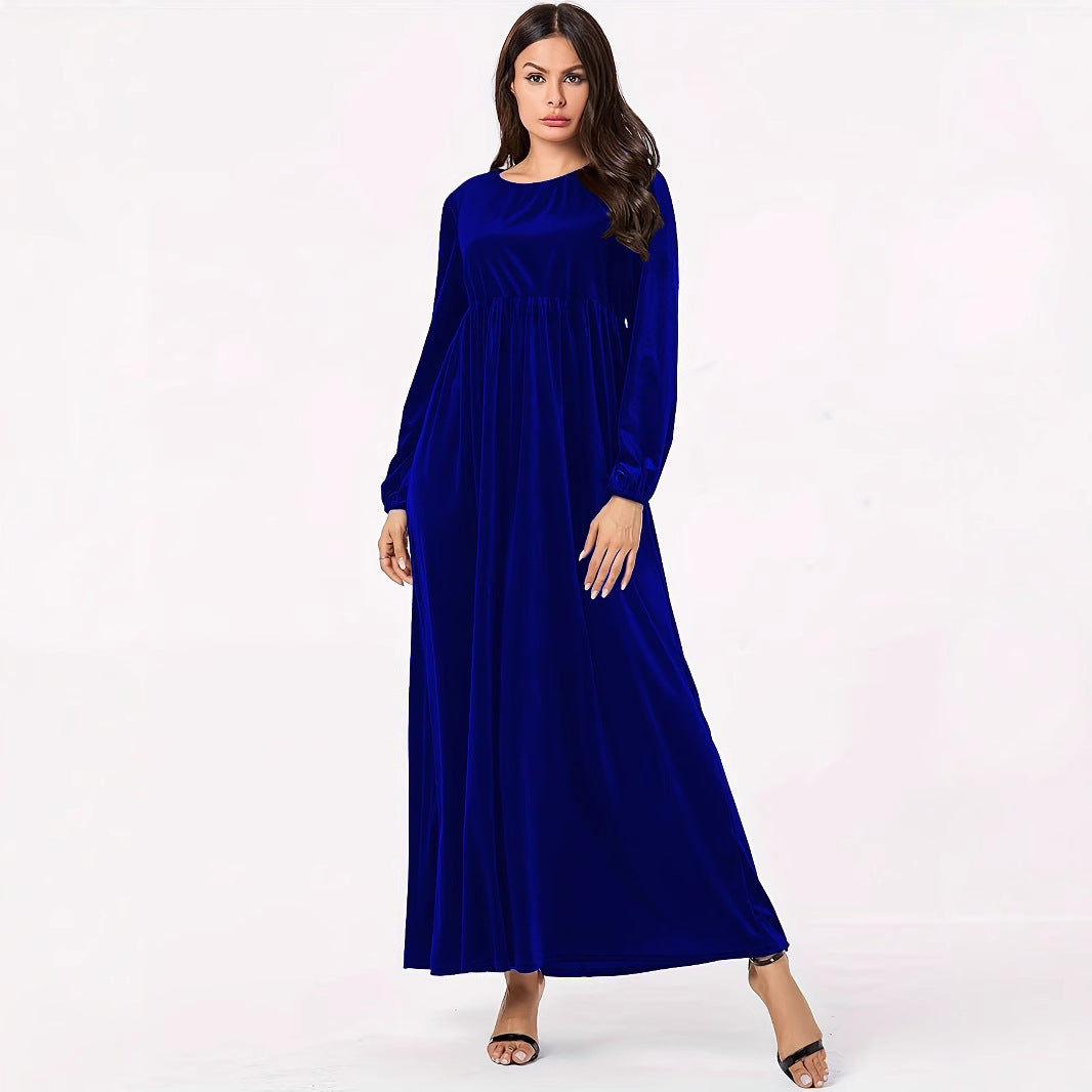 Damen Maxikleid aus luxuriösem Samt mit elegantem Faltenwurf R&B