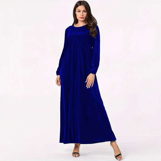 Damen Maxikleid aus luxuriösem Samt mit elegantem Faltenwurf R&B