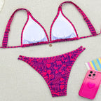Damen Triangel-Bikini mit floralem Muster und feinen Akzenten R&B